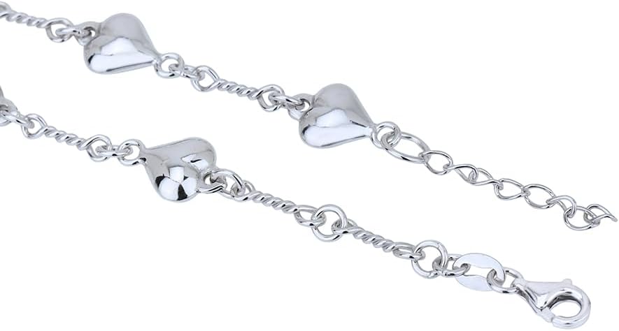 Vanbelle Sterling Silver Jewelry - Rhodium Plated with 925 Stamp - Sewn in Sequence Puffed Heart Bracelet - Elegant handcrafted - for Women - 6.5" long + 1" extender - Image 3