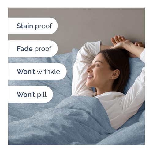 Image of Duvet Cover Full Size Set - Extra Soft Full Duvet Cover 80 inch x 90 inch with 2 Pillow Shams for Women, Men, Kids & Teens - Hotel Luxury w / Zipper Closures & Ties - Comfy, Cozy & Breathable (Heathered Blue)