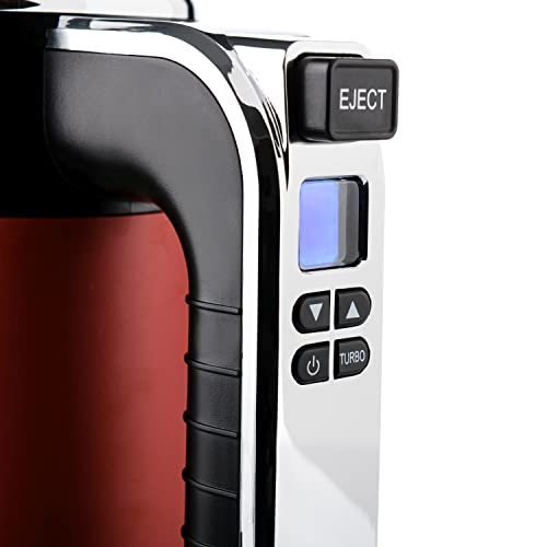 Westinghouse - Frullatore a mano retrò con 6 livelli + funzione turbo, ideale come frusta e per impastare (set di 2), con timer, colore: rosso - immagine 4