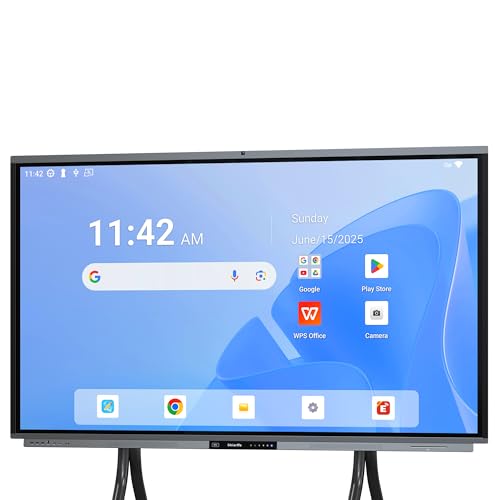 Shiarffe R9 Smart Board 86 Inch 4K Interactive Whiteboard Google EDLA-Certified All-in-One Touchscreen Digital Display Built-in 50MP AI Camera Mics and 60W Speaker for Classrom Hybrid Work