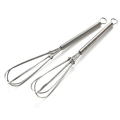 PRETYZOOM 6pcs Stainless Steel Mini Whisk Spring Handle for Efficient Mixing and Blending Kitchen for Beating Eggs Whipping Cream and Preparing Sauces