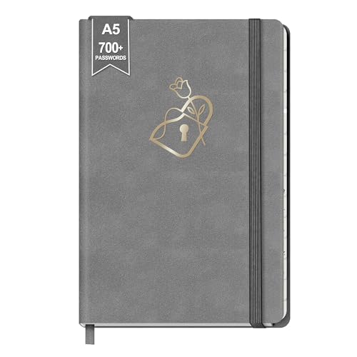 BIROYAL Passwort Buch Deutsch - 21 5 x 14 5 cm Passwortbuch mit Register A-Z - Hardcover Notizbuch mit Register A5 für Websites Benutzernamen und Passwörtern - Passwörter Buch für das Home Office
