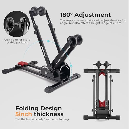 ROCKBROS Bike Stand 2-in-1 Vertical & Horizontal Bike Stand Floor Foldable Adjustable Bike Parking Rack for 24" -27.5" Mountain Road Bike Indoor Storage Garage by ROCKBROS - Image 5