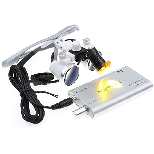 Image of Surgical Binocular Loupes Optical Glass Loupe 3.5x420mm with LED Head Light Lamp