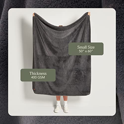 Unhide Lil’ Marsh - Faux Fur Blanket - Durable, Lightweight, Extra Soft Blanket - Machine Washable - Add A Layer Of Softness To Any Bed, Couch, Or Reading Chair - Charcoal Charlie, Small (50” X 60”) #TOP1