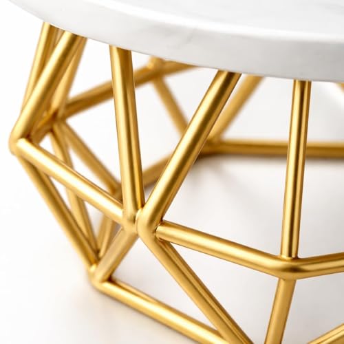 Image of ELIZAH Metal Cake Stand with Ivory Top & Gold Base | Premium Dessert & Cake Display Stand for Parties, Birthdays & Weddings (White or Gold)