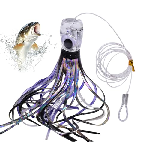 Señuelos de tren, cebo de piscicultura de cola de imitación Calamar, señuelo flexible realista para pesca en el mar, adecuado para pescadores en kayak, Nocturnas, trucha, bagre,