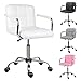 Produktbild EUCO Schreibtischstuhl, Bürostuhl, verstellbare Höhe, bequemer Computerstuhl, Leder, gepolsterter Drehstuhl, Heim-/Büromöbel, Schwarz/Grau/Weiß/Pink, weiß, With armrest(Low back-30cm)