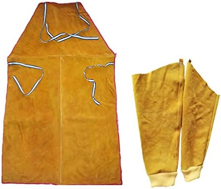Dovewill Yellow Welder Apron Welding Protection Flame Resistant Bib + Sleeves Cuffs