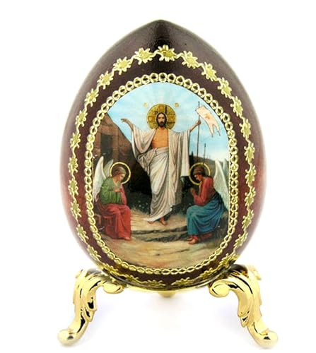 Needzo Image of Jesus Christ Resurrection Russian Wooden Icon Egg