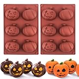 Halloween Molds Silicone for Hot Chocolate Bomb, 2 Pcs 6-Cavity Pumpkin Hot Cocoa Bomb Mold for Thanksgiving Friendsgiving Fall Baking, Hot Cocoa Bomb, Cake, Jelly