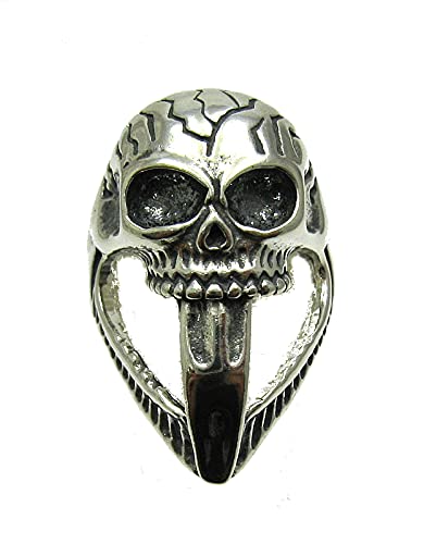 Bague en argent massif 925 Tête de mort R001310 alliance crâne motard