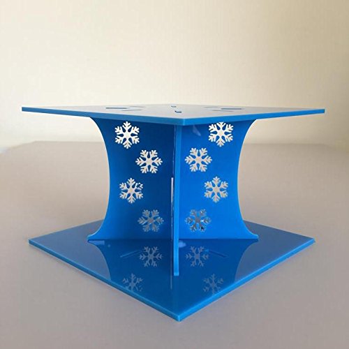 Copo de Nieve Congelado Cuadrado Boda/Torta para Fiesta Separador - Azul, Base 30 cm, Top 28 cm