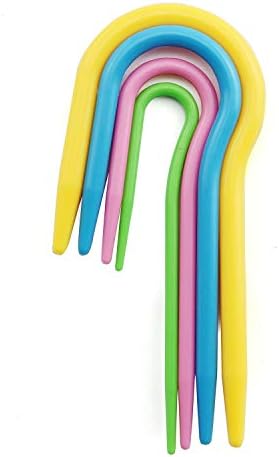 NX Garden U Cable Stitch Holders 20PCS 4Size U Shape Mixed Color Plastic Cable Stitch Hand Knitting Needles Twist Curved Crochet Hook