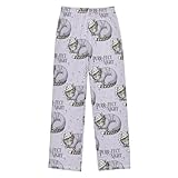 Yuiboo Pastel Purple Cat Purr - Fect Night Elegant Sleep Pants Lounge Pajama Elastic Sleepwear Bottoms Holiday with Pockets