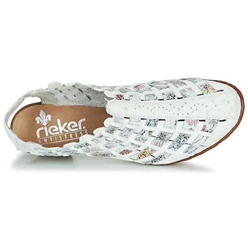Image of Rieker 46778 Sina Women's Heels - Sling-Backs, Leather Upper, Hand-Woven Design, Anti-Stress Comfort, Flexible Sole, Secure Fit, and Timeless Everyday Style