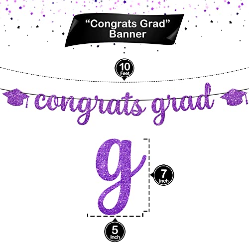 Image of KatchOn, Glitter Congrats Grad Banner Purple - 10 Feet, No DIY, Graduation Banner | Graduation Decorations 2026, Congratulations Backdrop, 2026 Graduation Party Decorations | Graduation Backdrop