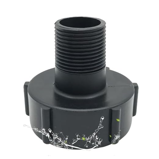 Chengshi Wassertank Zubehör DN50 2 Zoll S60X6 60mm Grobes Gewinde Zu Reduzierung IBC Adapter 1 zoll BSP Außengewinde IBC Verbinder Für Regenwassertank Kunststoff Schwarz, 1000 Liter