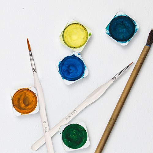 AIEX 9pcs Fine Detail Paint Brush Set Miniature Painting Brushes Kit Mini Paints Brush Set for Acrylic, Watercolor, Oil, Face, Nail, Scale Model Painting, Line Drawing (White)