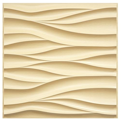 STICKGOO Wave 3D Wall Panels, Light Oak, 19.7''x19.7'', Pack of 12 by STICKGOO - Used condition - US$41.50