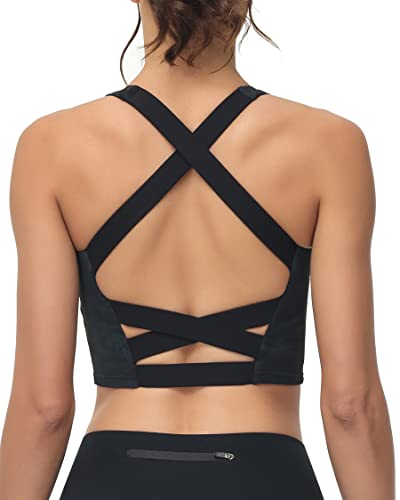 Image of romansong Strappy Yoga Sports Bras for Women Padded Criss-Cross Back Tank Tops
