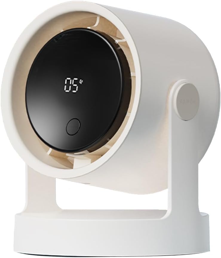 Werwing Ventilador circulador de aire de escritorio y montaje en pared | Recargable por USB, 5 velocidades, silencioso 36-45dB para cocina/baño (blanco)