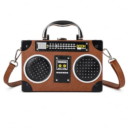 Image of QZUnique Tape Shaped Shoulder Bag Radio Recorder PU Crossbody Bag Women's Retro Evening Bag Handbag Clutch Purse