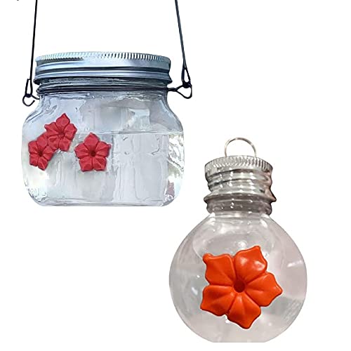 HomeSoGood 2 Pack Mason Jar Hummingbird Feeder,Wild Birds Feeding Jar,Bird Hanging Feeder Outdoor Garden Decorations(Transparent)