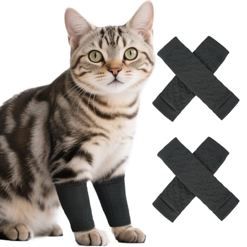 ROZKITCH 4PCS Dog Sleeves for Legs to Prevent Licking, Knitted Solid Pattern Elbow Joint Protectors for Small Dogs Chihuahua, Yorkshire Terrier, Toy Poodle, Pomeranian, Papillon Grey M