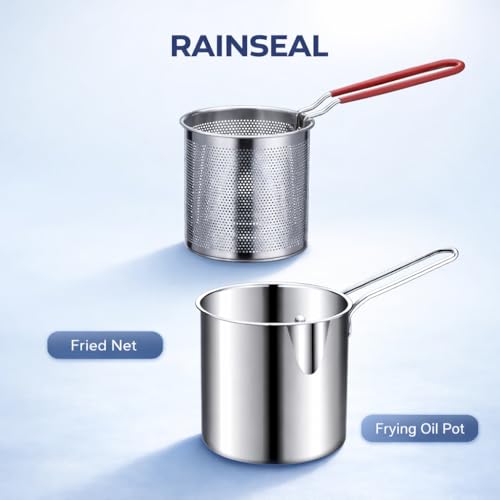 Image of Deep Fryer Pot with Basket, Stainless Steel Frying Oil Pot with Strainer, Multipurpose Mini Frying Pan for French Fries, Chicken, Snacks, Oil Filter Pot - Kitchen Cooking Tool (small)