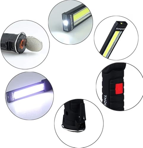 Image of 1Pack, Portable Rechargeable Magnetic LED 4Mode Work Light - Foldable 360 COB Lamp with USB Charging, Waterproof Inspection Flashlight for Mechanic, Garage, Home & Outdoor Use