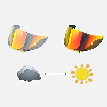 Photochromic Visor for X14 Shield for SHOEI,NXR,RF-1200,RF-SR,X-Spirit,CWR-1,CWR-F,RYD Visor Uv-Protected Face Shield Photochromic Red