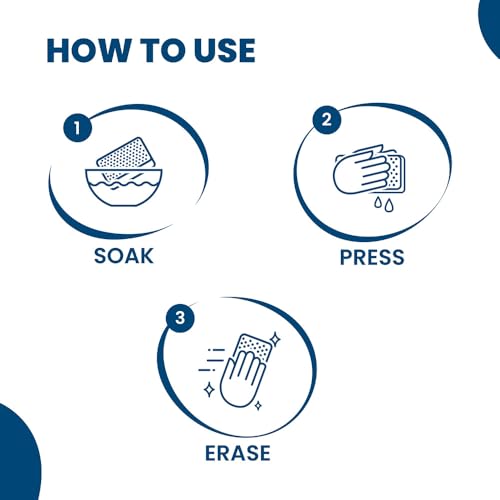 Image of Happi Planet Magic Eraser | Pack of 4 | No Scratch Multi-Surface Cleaning Sponge | Removes 100+ Tough Stains | Just Add Water | Walls, Kitchen, Bathroom, Shoes & Switch Boards