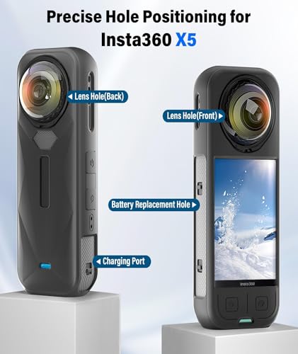 Image of 4 Pcs Insta 360 X5 Essential Bundle, Insta 360 X5 Case, Lens Guard and Silicone Cover, Compatible with Insta 360 X5 Camera for Adventure Travel and Vlogging