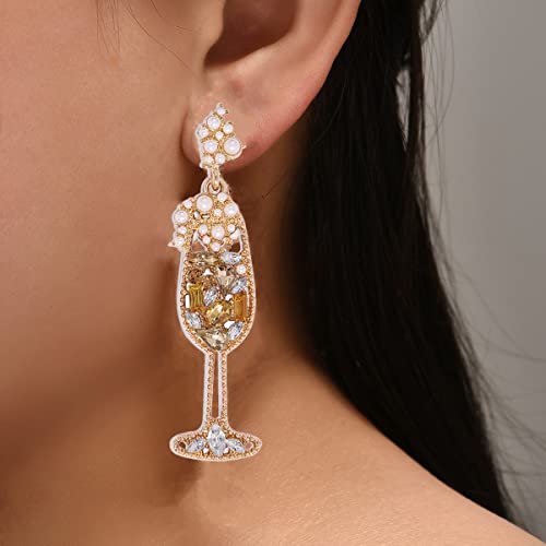 Bling Champagne Earrings for Women Martini Earrings Champagne Gift for Women Wedding Birthday Party Gifts3