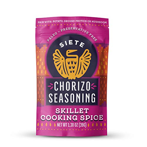 Siete Chorizo Seasoning Mix | Skillet Cooking Spices | Gluten Free | Vegan | Paleo | Preservative Free (6 Packets) 42 Servings