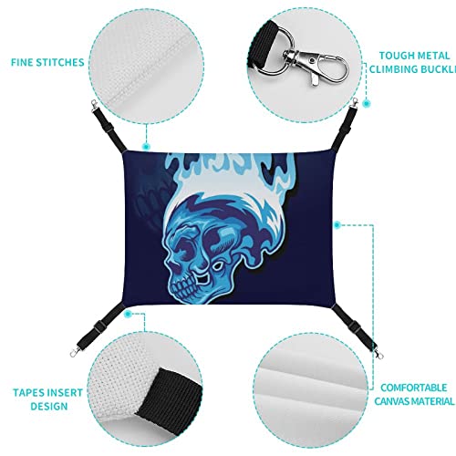 Cat Hammock Blue Fire Skull Cat Bed Cage Window Perch Hanging Space Saving For Small Pets 16.9"X13" #TOP2