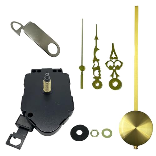 新しい完全なカチカチ音を立てるクォーツ振り子時計キット ムーブメントメカニズム ゴールドメタル針 バッテリー駆動壁掛け時計交換(76mmゴールド針)