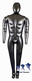 Extra-Large Inflatable Male Mannequin, Full-Size with head & arms (Black)