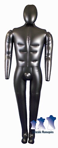 Extra-Large Inflatable Male Mannequin, Full-Size with head & arms (Black)