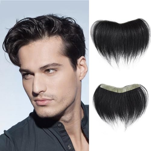 viviaBella Unisex Human Hair Toupee For Hairline hairloss, Jet Black