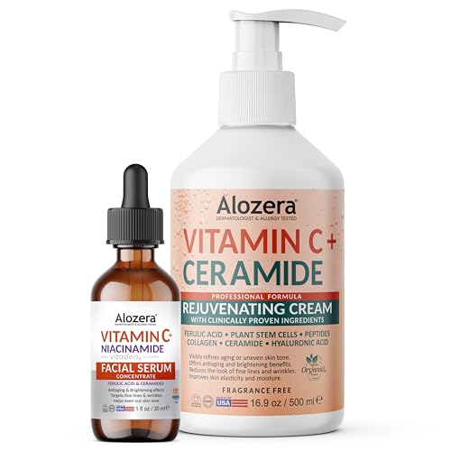 Vitamin C Body Lotion & Vitamin C Facial Serum Bundle with Ceramides