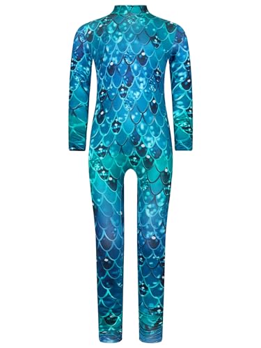 renvena Girls Mermaid Cosplay Jumpsuit Back Zipper Beach Swimwear Mock Neck Swimsuit
