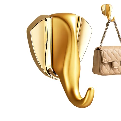 Gancho para toalla de baño - Soporte de pared | Colgador de sombrero con forma de cabeza de elefante dorado, para ducha, cocina, armario, entrada, hogar, oficina, ropa de armario, llaves, cartera