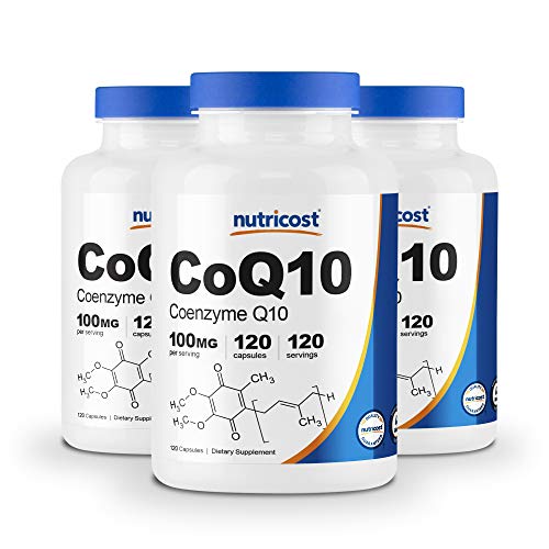 Nutricost CoQ10 (3 Bottles) - 120 Capsules, 100mg, 120 Servings - High Absorption Coenzyme Q10