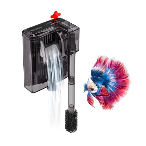 Novique HOB Slim Aquarium Filter for Up to 5 Gallon Tank Ultra-Quiet Fish Tank Power Filter Flow Adjustable Suitable for Saltwater and Freshwater 42 GPH 3W