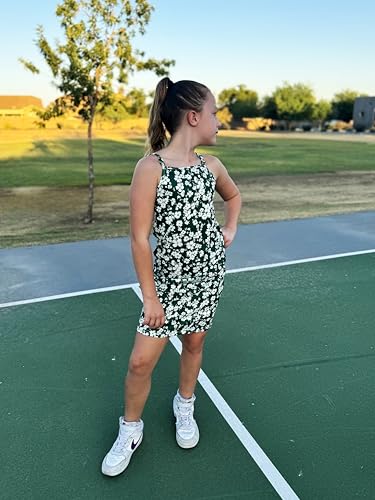 Vogseek Girls Dresses Fall Outfits 2 Piece Floral Sleeveless Cute Dress and Cardigan 7-14T3