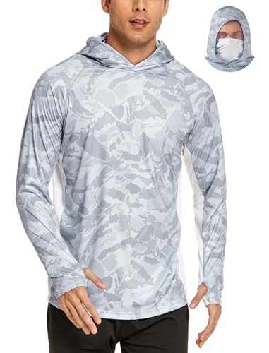 Male model wearing the COOrun Hooded Sun Shirt Long Sleeve. Front view.