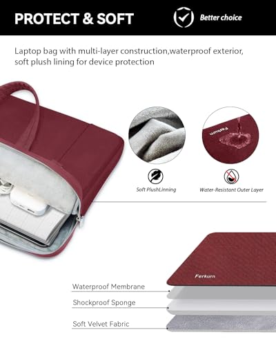 Image of Ferkurn Laptop Case Bag for Women Men Briefcase Messenger Bag, 17 17.3 Inch | Compatible with HP OmniBook Envy Omen Pavilion /LG Gram /Dell Inspiron Precision, Carrying Computer Bag 18 inch, Red
