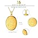 SOULMEET Personalized 10k 14k 18k Solid Gold/Plated Gold Signet Sunflowers Oval Locket Necklace That Holds 2 Pictures Oval Photo Locket Custom Real Gold Chain (Custom photo)